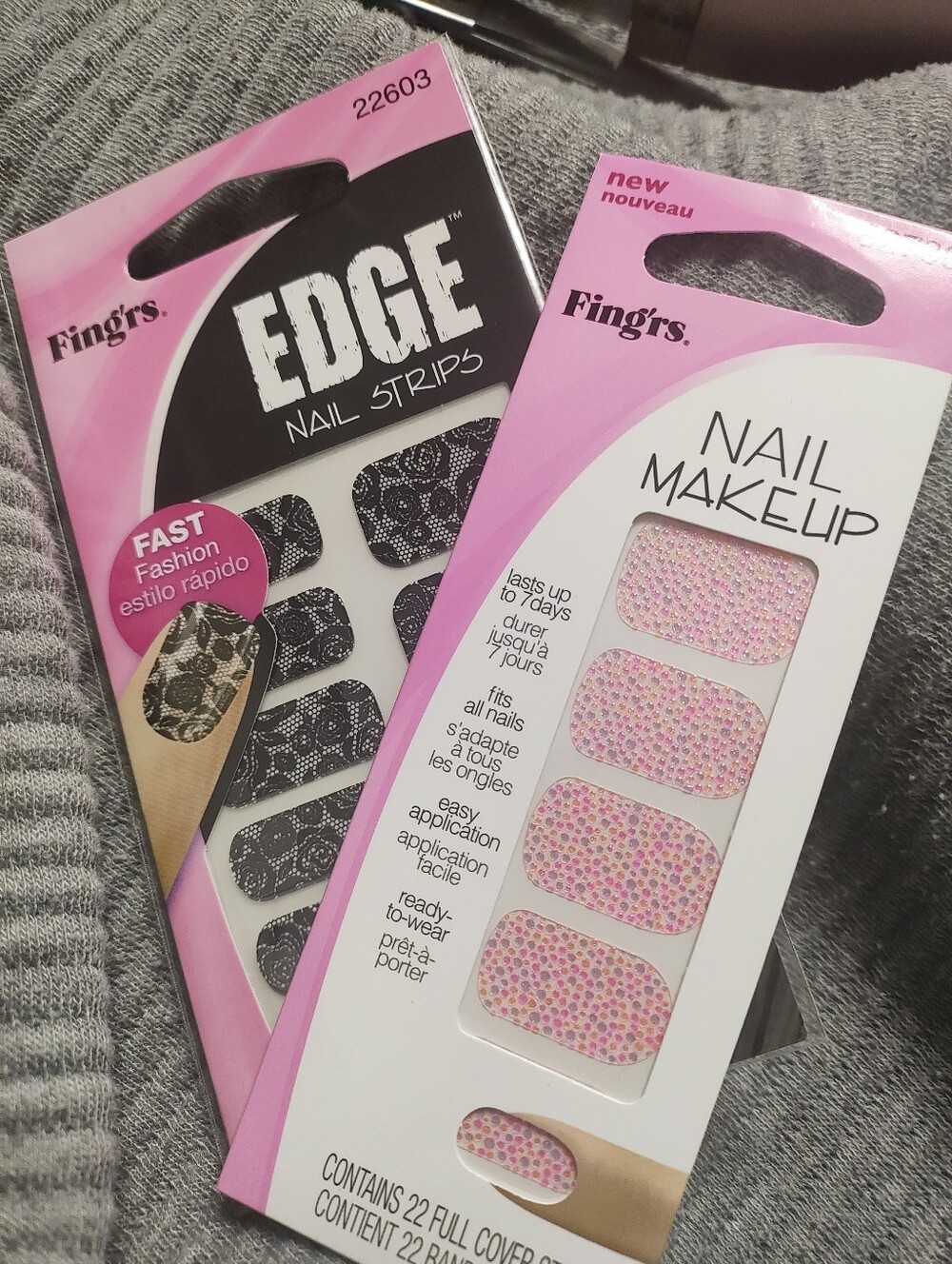 Fing'rs Pink Nail Makeup & Edge Nail Strips Duo